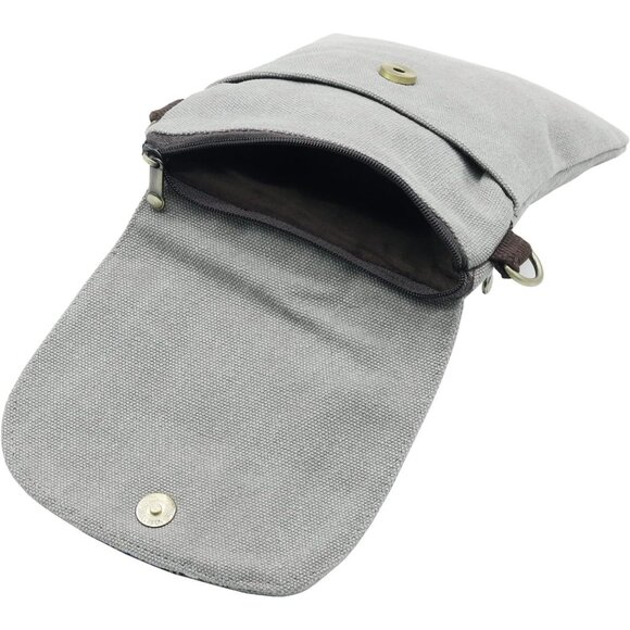 Women's Light Grey Vintage Embroidered Cute Mini Cross Body Bag Small Handbags - Picture 6 of 6